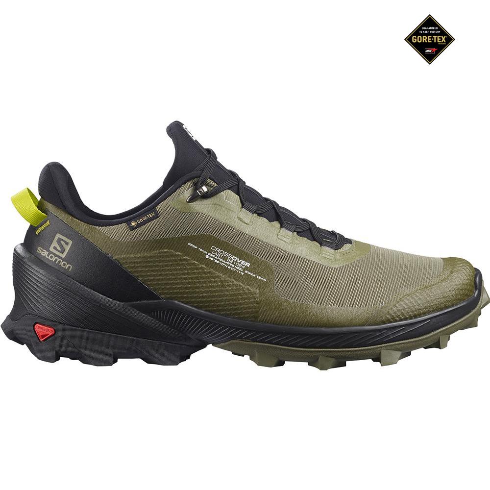 Salomon Singapore Mens Running Shoes - CROSS OVER GORE-TEX Deep Green | 84023-IKDL